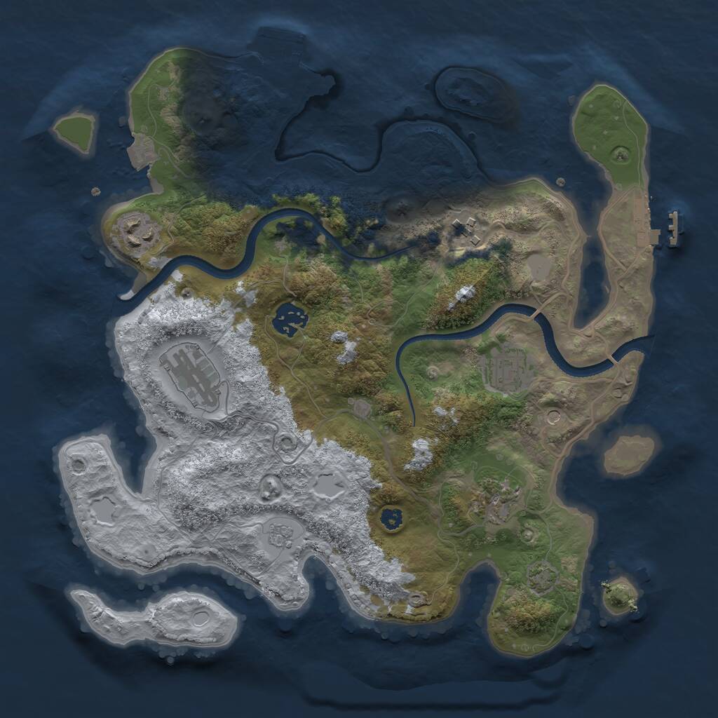 Rust Map: Procedural Map, Size: 3275, Seed: 6969, 12 Monuments