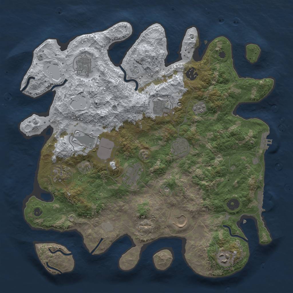 Rust Map: Procedural Map, Size: 3700, Seed: 1860403103, 19 Monuments