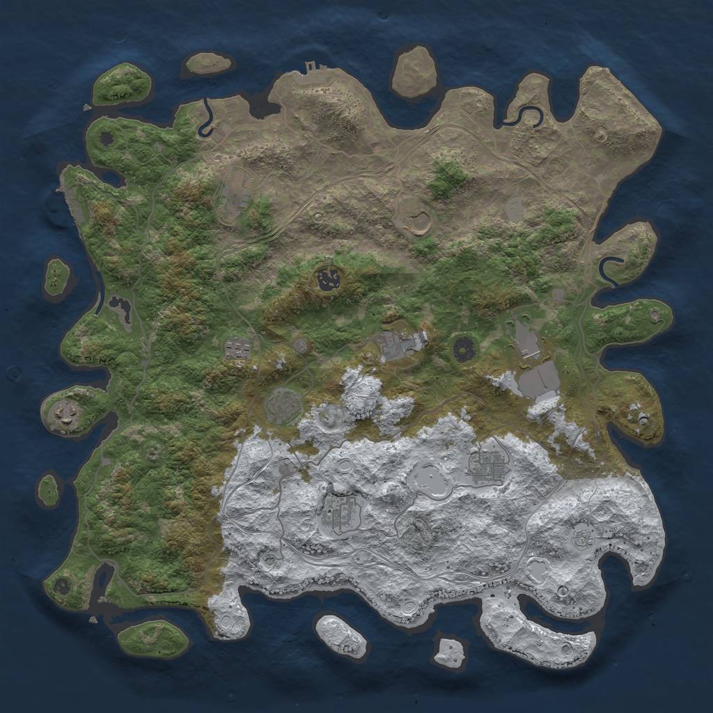 Rust Map: Procedural Map, Size: 4500, Seed: 3786117, 19 Monuments