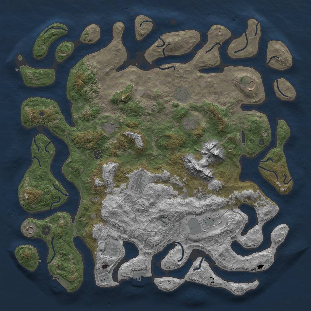 Rust Map: Procedural Map, Size: 5000, Seed: 76488842, 19 Monuments