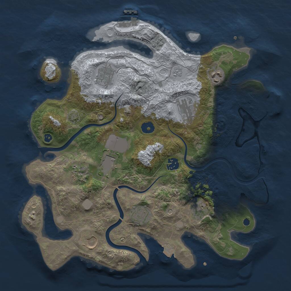 Rust Map: Procedural Map, Size: 3500, Seed: 2006838160, 16 Monuments