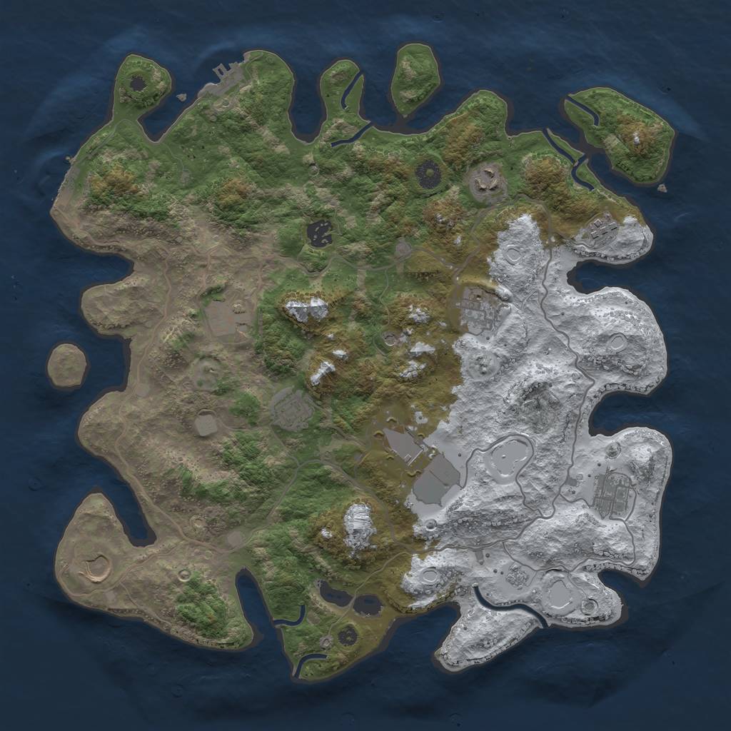 Rust Map: Procedural Map, Size: 4000, Seed: 707660613, 18 Monuments