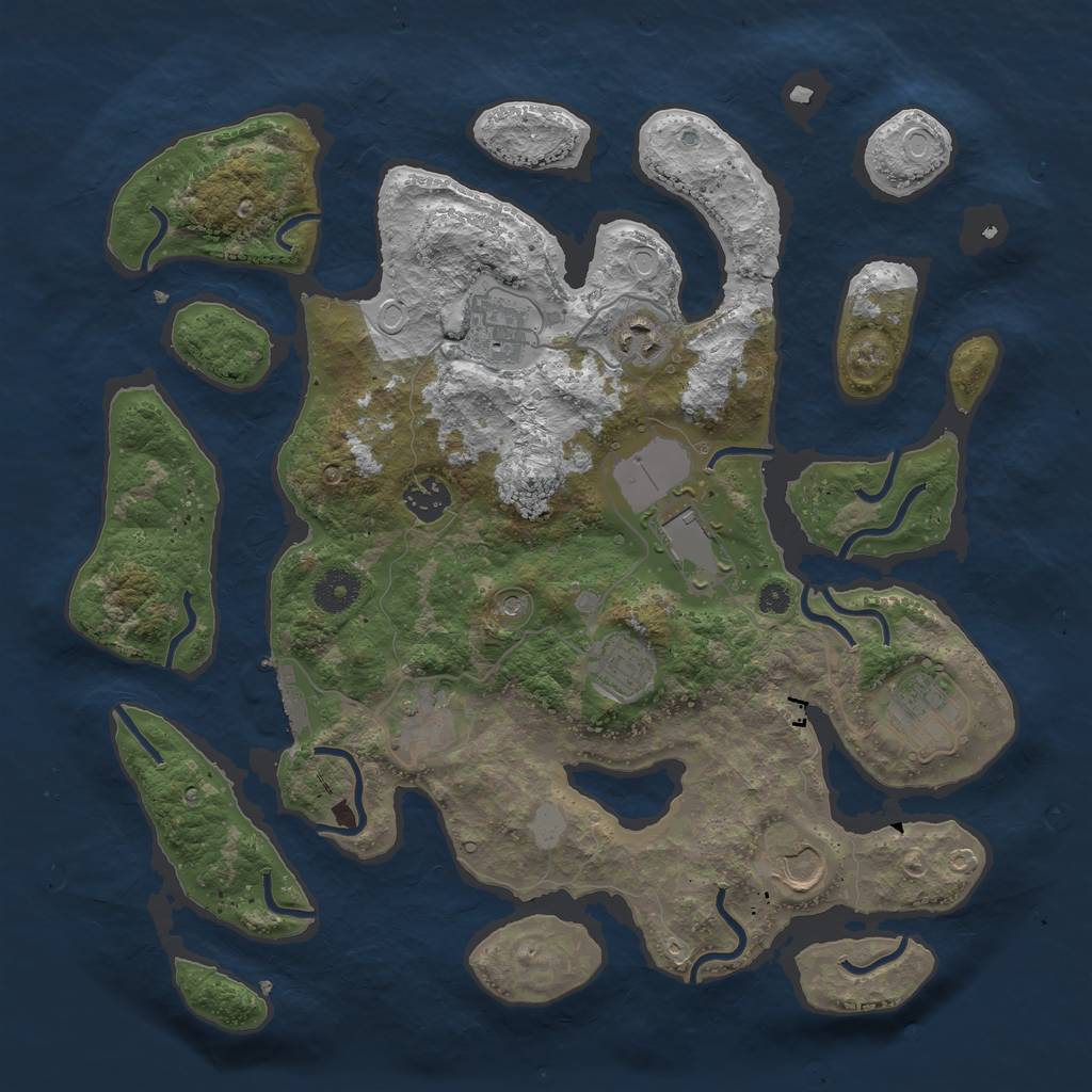 Rust Map: Procedural Map, Size: 3700, Seed: 3375684, 15 Monuments