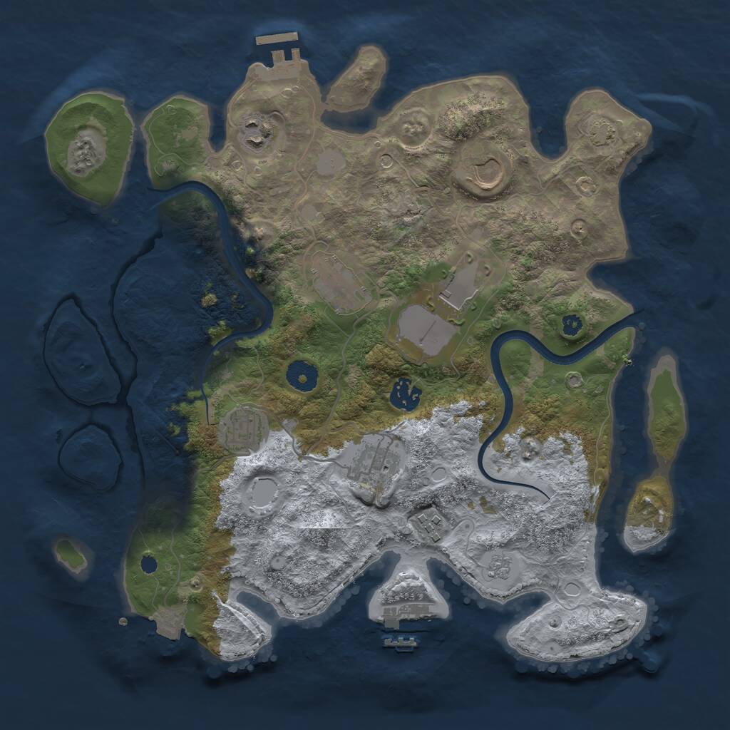 Rust Map: Procedural Map, Size: 3500, Seed: 3163627, 14 Monuments