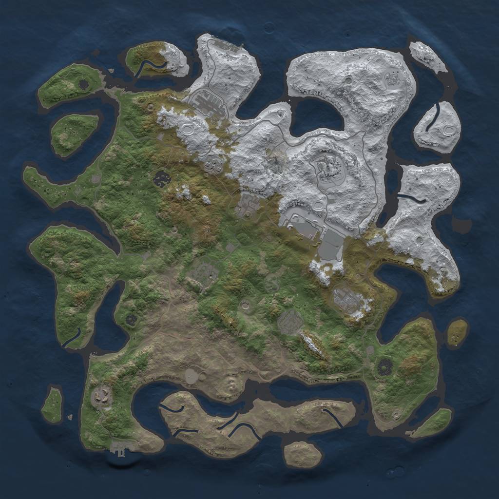 Rust Map: Procedural Map, Size: 4500, Seed: 3951378, 19 Monuments