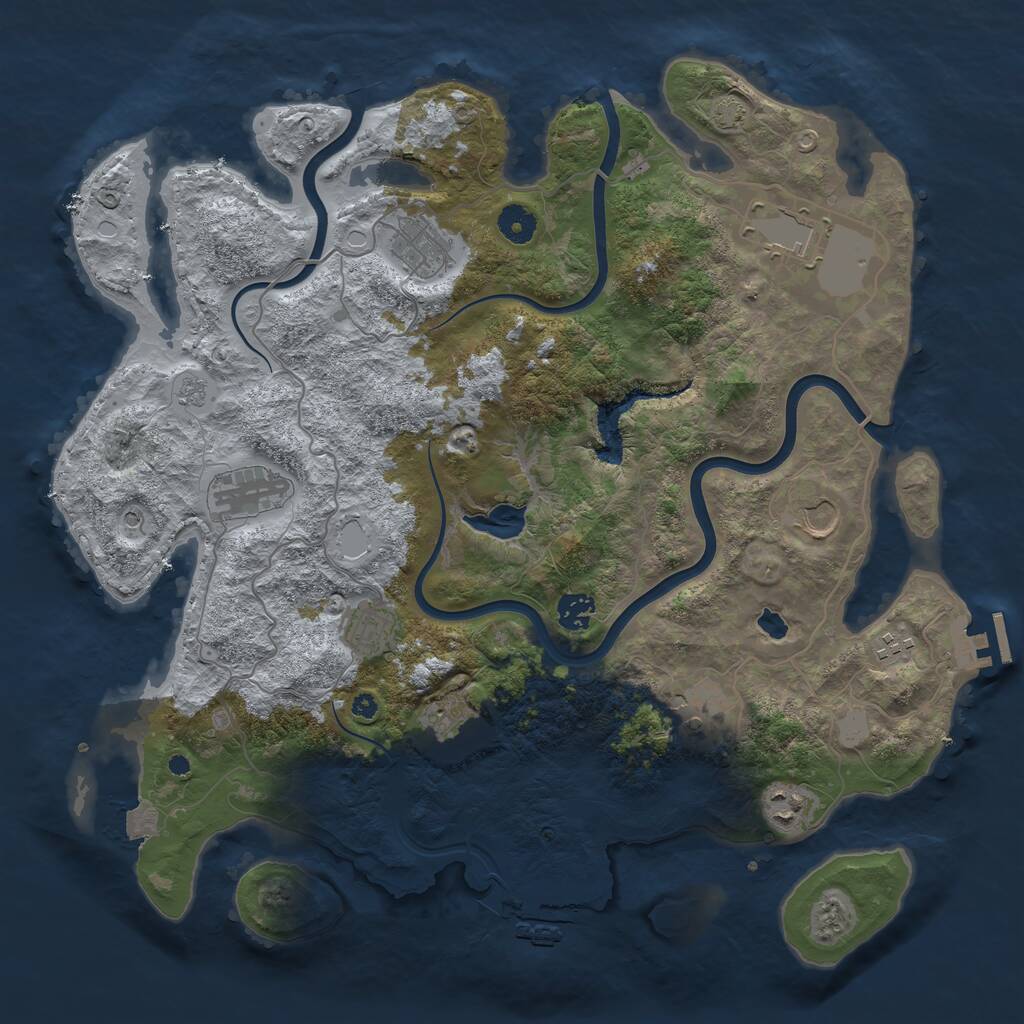 Rust Map: Procedural Map, Size: 4050, Seed: 16390563, 16 Monuments