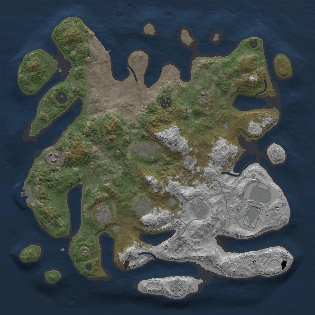Rust Map: Procedural Map, Size: 4000, Seed: 16957034, 17 Monuments