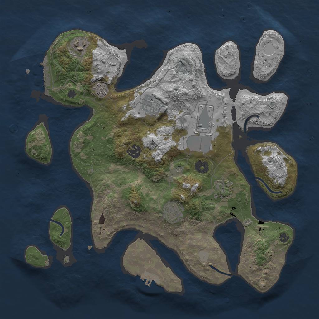 Rust Map: Procedural Map, Size: 3500, Seed: 9783548, 15 Monuments