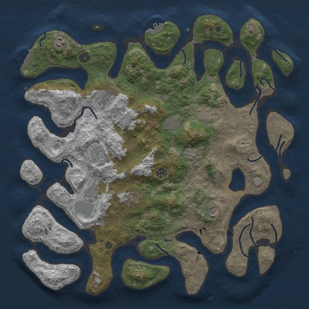 Rust Map: Procedural Map, Size: 4500, Seed: 81068, 18 Monuments