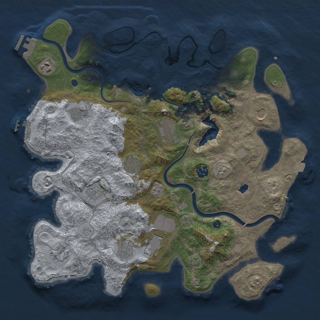 Rust Map: Procedural Map, Size: 4000, Seed: 25785, 17 Monuments