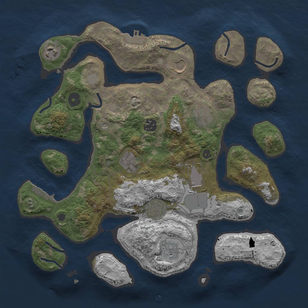 Rust Map: Procedural Map, Size: 3500, Seed: 3211800, 16 Monuments