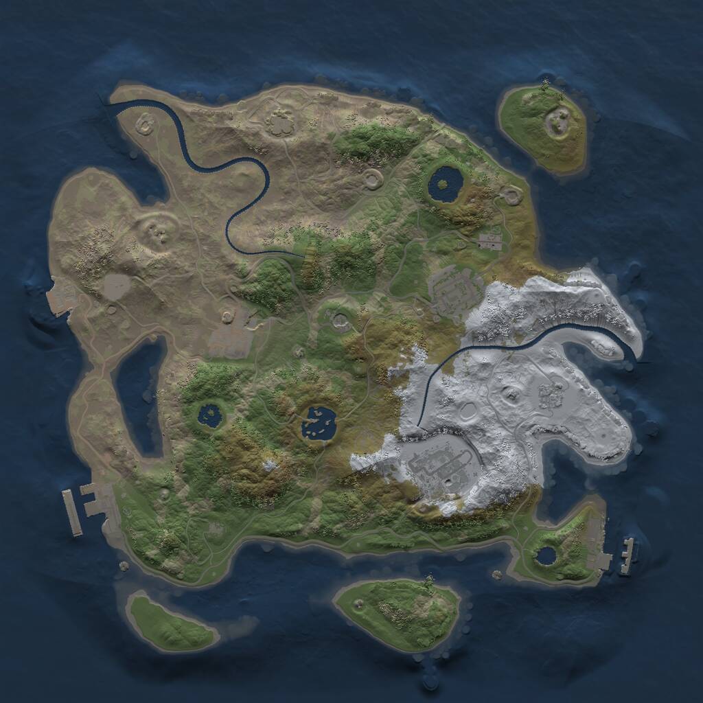 Rust Map: Procedural Map, Size: 3000, Seed: 1245, 10 Monuments