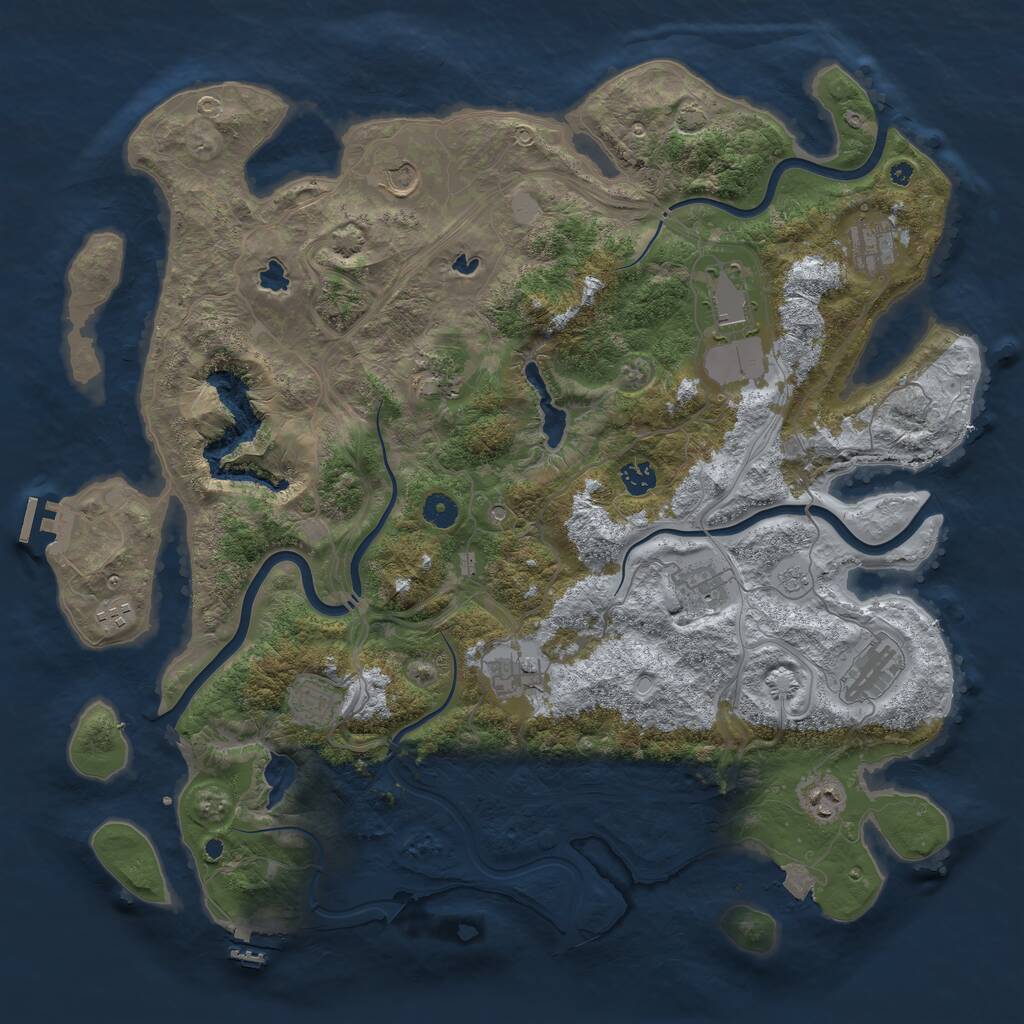Rust Map: Procedural Map, Size: 4500, Seed: 3257160, 17 Monuments