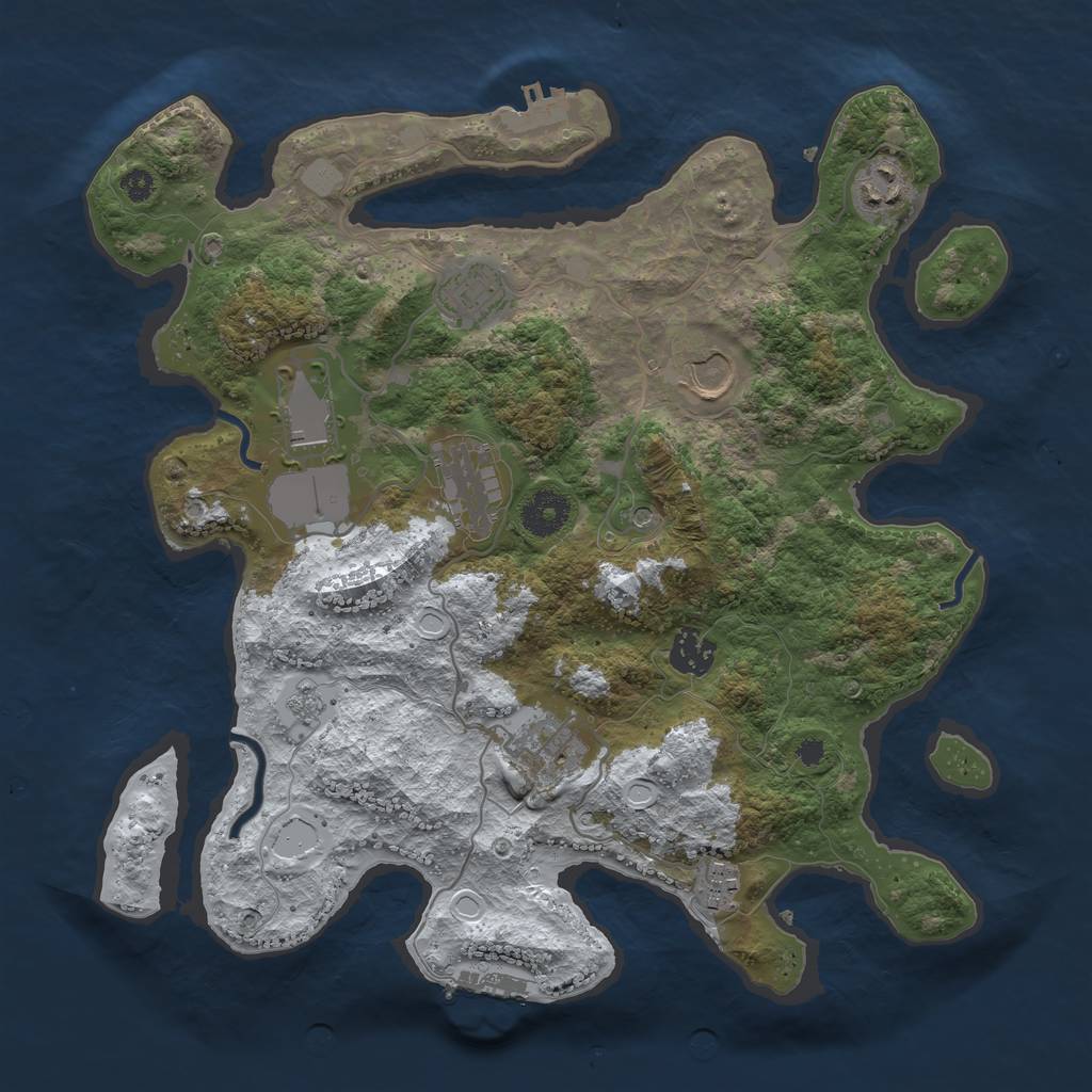 Rust Map: Procedural Map, Size: 3500, Seed: 23457, 17 Monuments