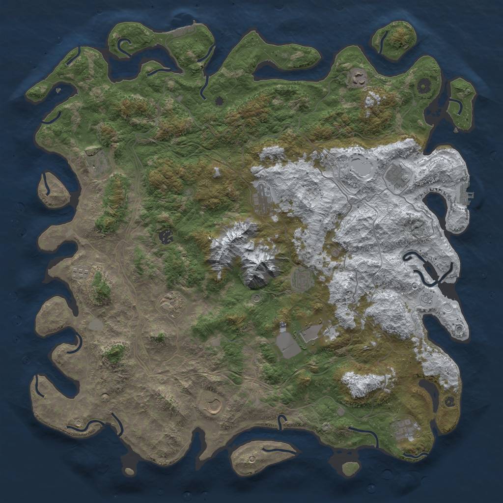 Rust Map: Procedural Map, Size: 5000, Seed: 1737075385, 20 Monuments