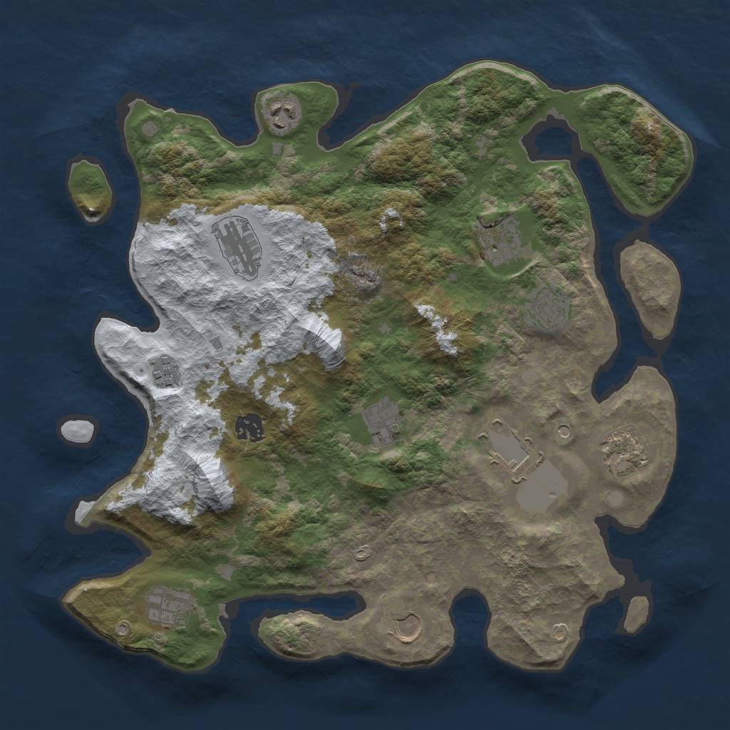 Rust Map: Barren, Size: 3750, Seed: 517208440, 14 Monuments