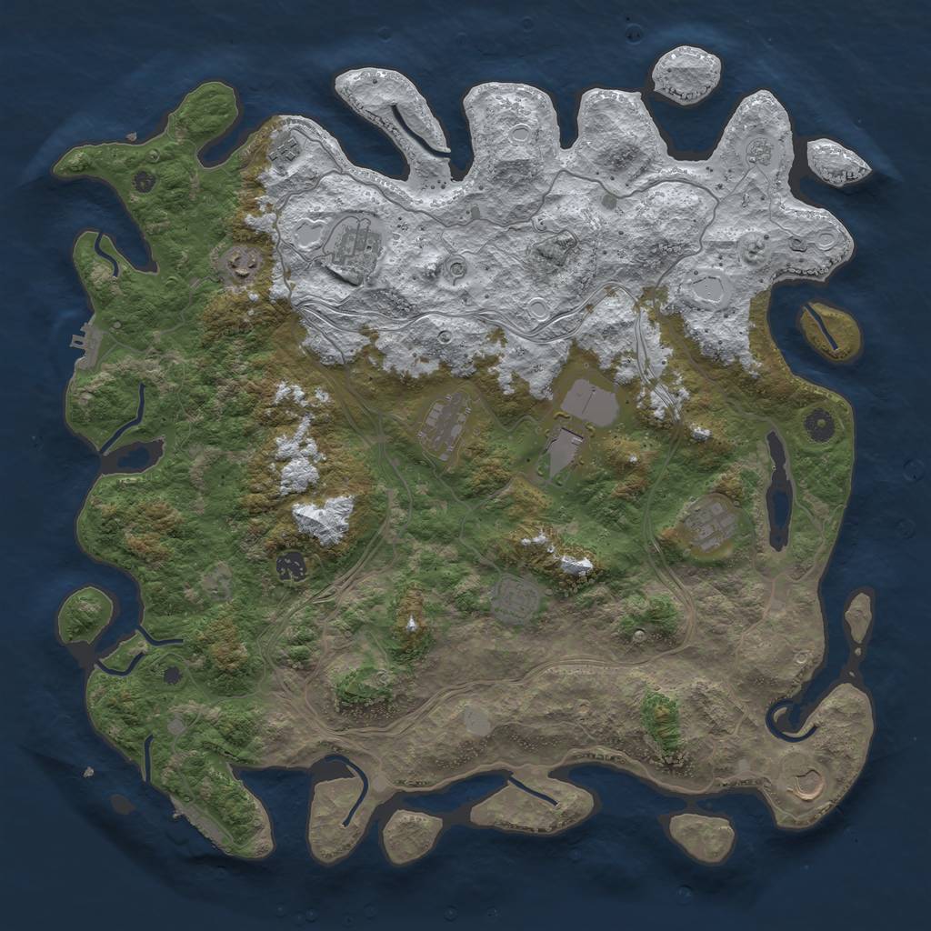 Rust Map: Procedural Map, Size: 4500, Seed: 4262812, 18 Monuments