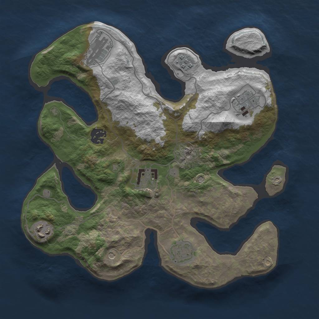 Rust Map: Barren, Size: 3000, Seed: 1795594195, 10 Monuments