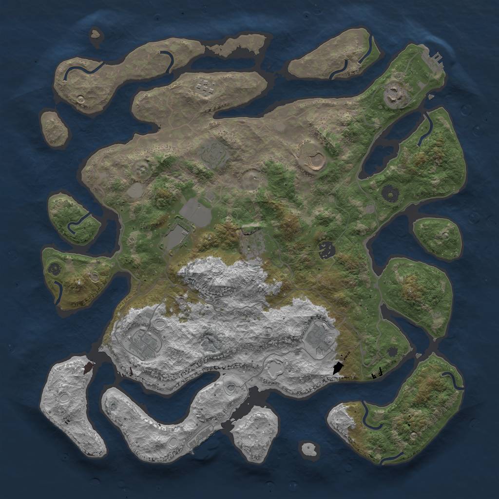 Rust Map: Procedural Map, Size: 4250, Seed: 840130848, 17 Monuments