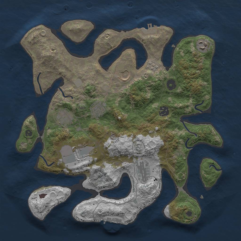 Rust Map: Procedural Map, Size: 3500, Seed: 1718129276, 16 Monuments