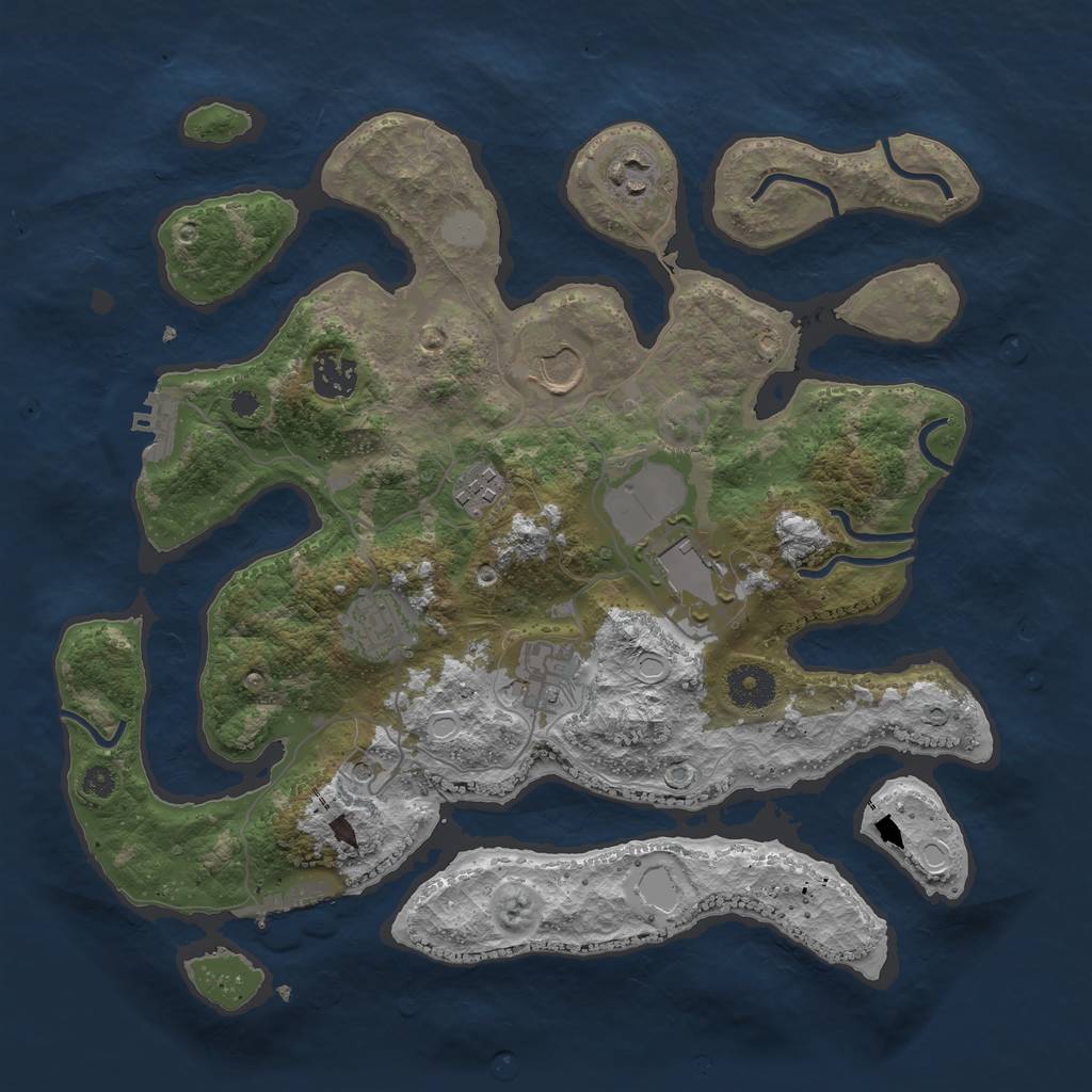 Rust Map: Procedural Map, Size: 3500, Seed: 954948851, 15 Monuments