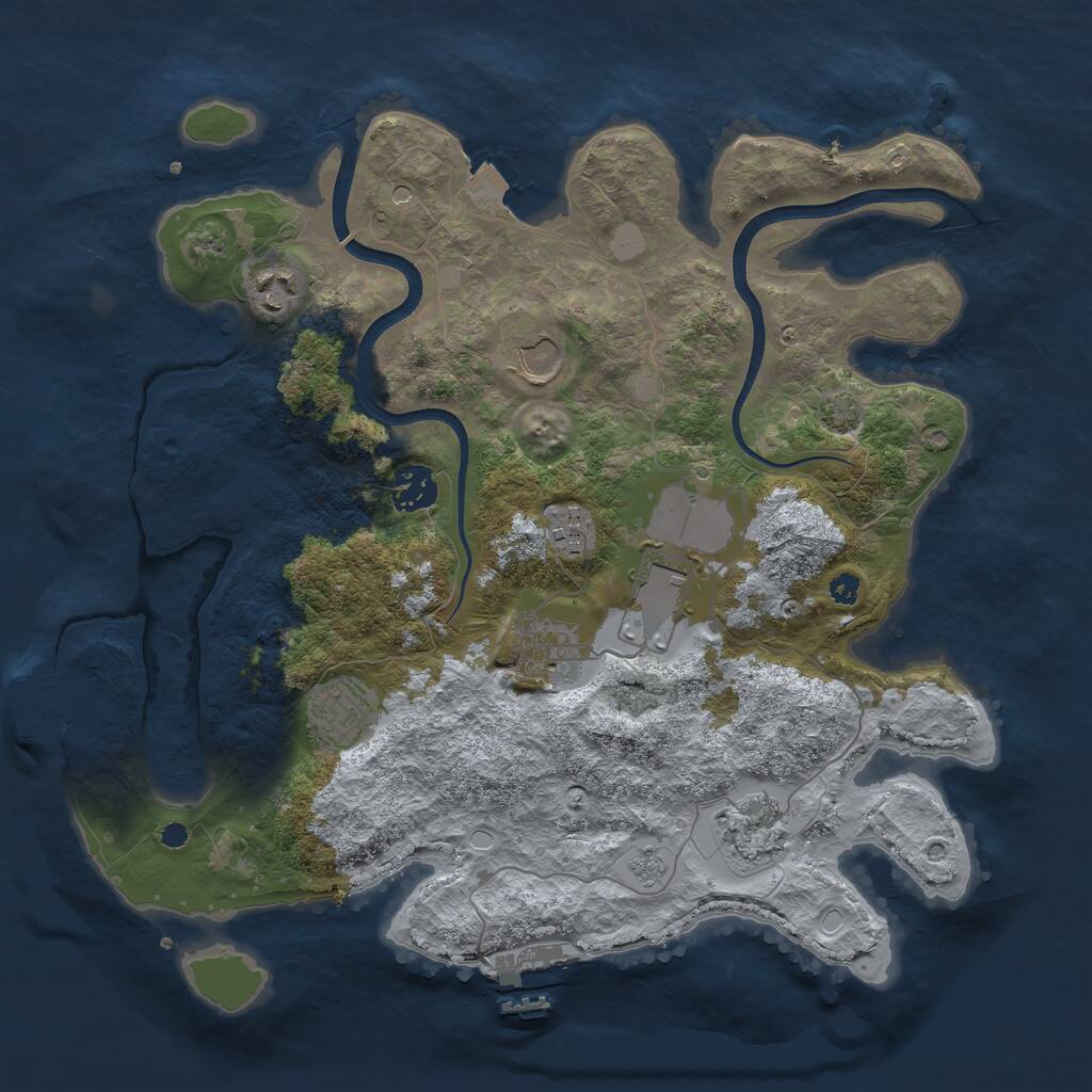 Rust Map: Procedural Map, Size: 3500, Seed: 954948851, 14 Monuments
