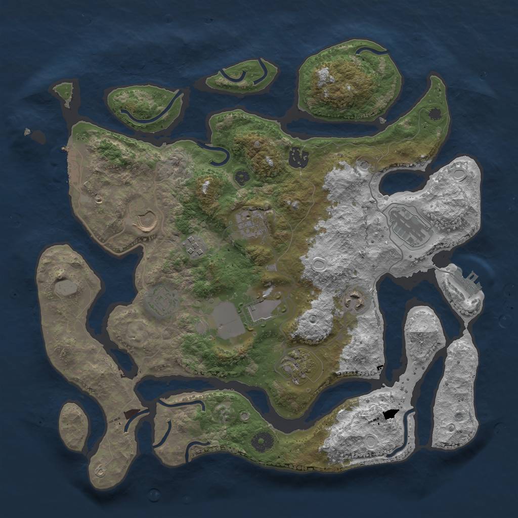 Rust Map: Procedural Map, Size: 3700, Seed: 4850981, 17 Monuments