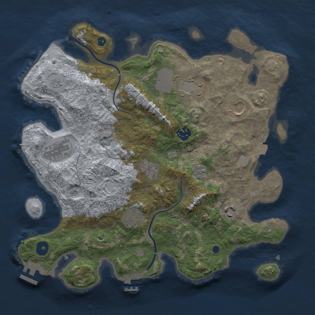 Rust Map: Procedural Map, Size: 3500, Seed: 185580709, 14 Monuments