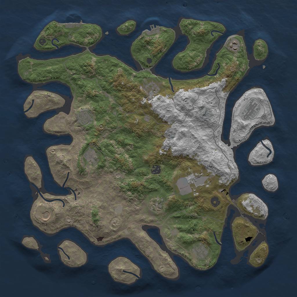 Rust Map: Procedural Map, Size: 4500, Seed: 255514, 19 Monuments