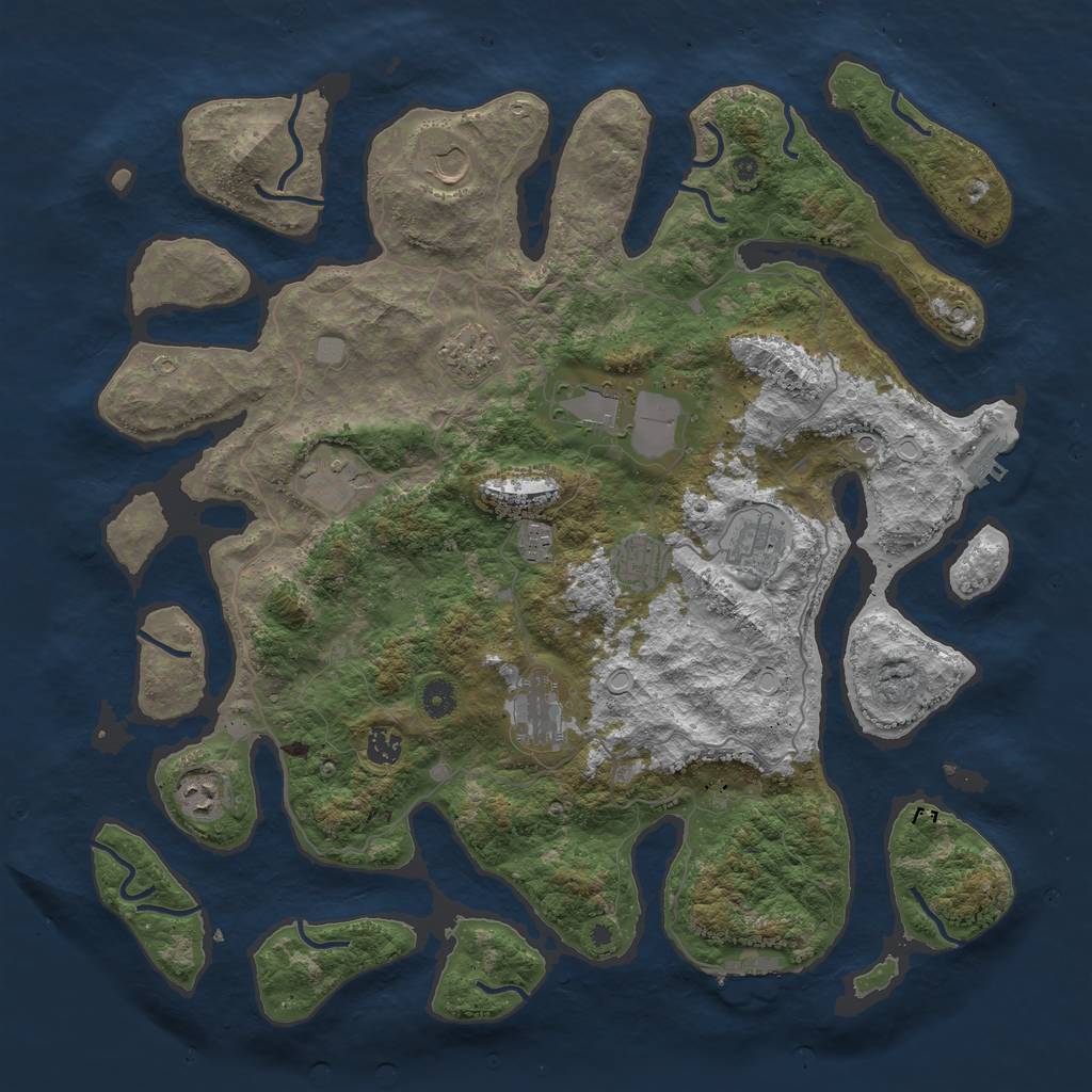 Rust Map: Procedural Map, Size: 4500, Seed: 1629768, 18 Monuments