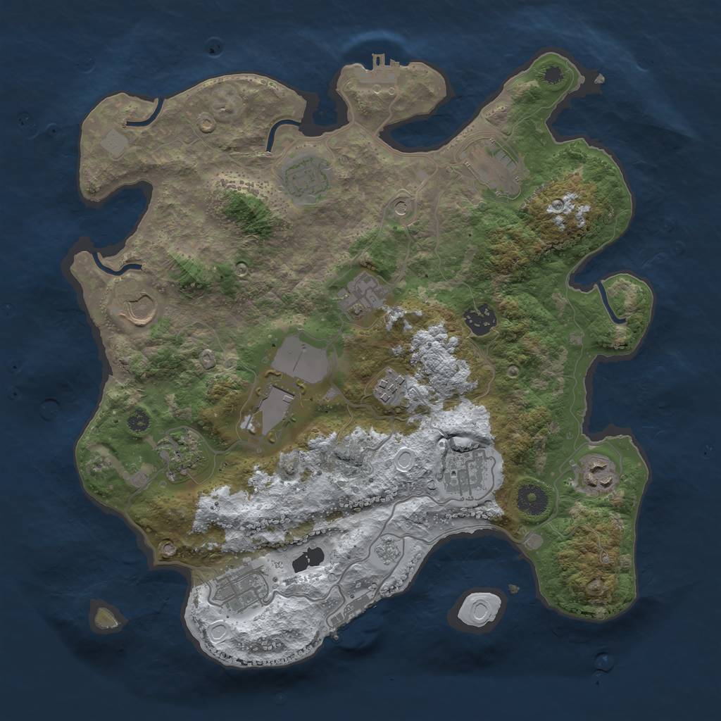 Rust Map: Procedural Map, Size: 3500, Seed: 134352356, 20 Monuments