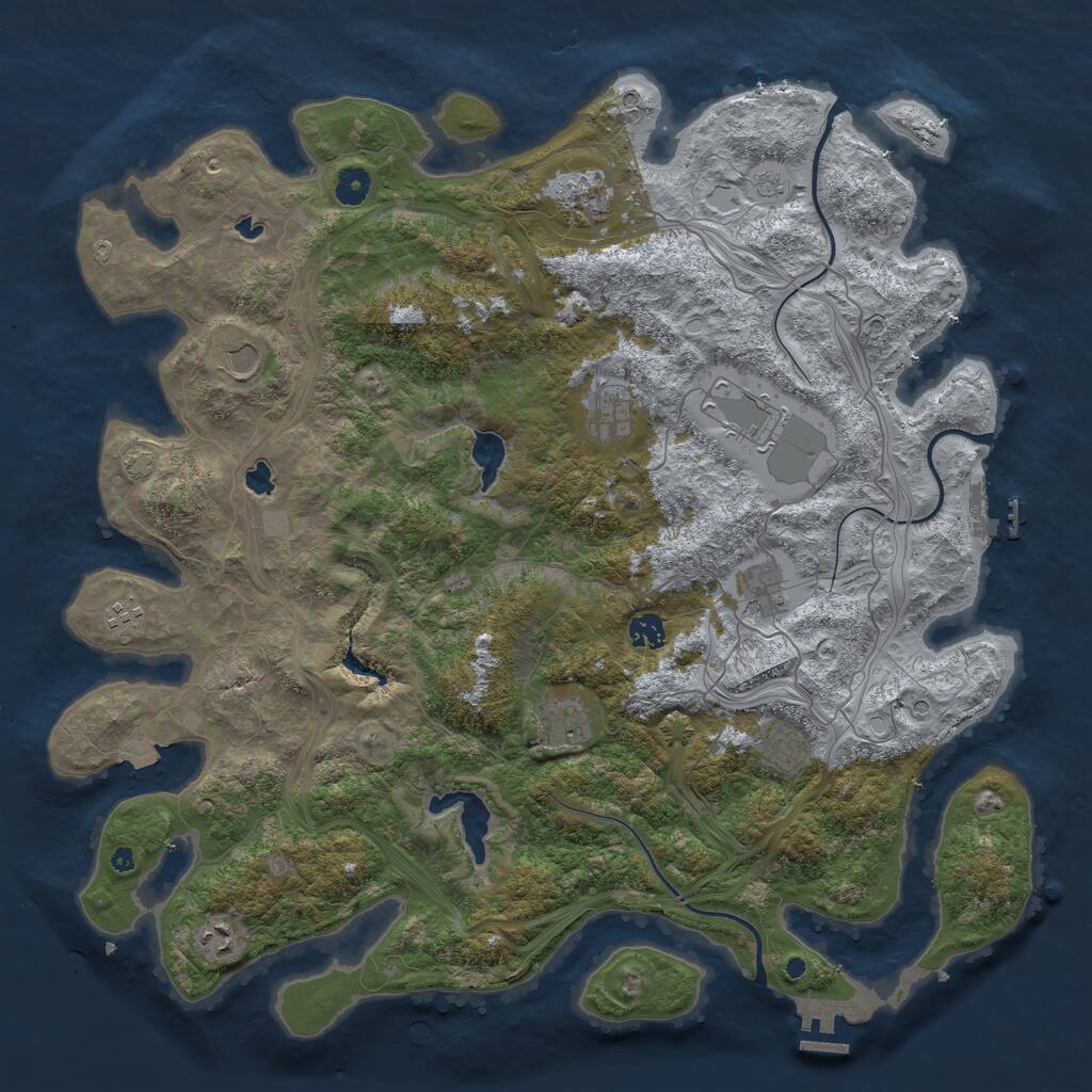 Rust Map: Procedural Map, Size: 4500, Seed: 3635836, 16 Monuments