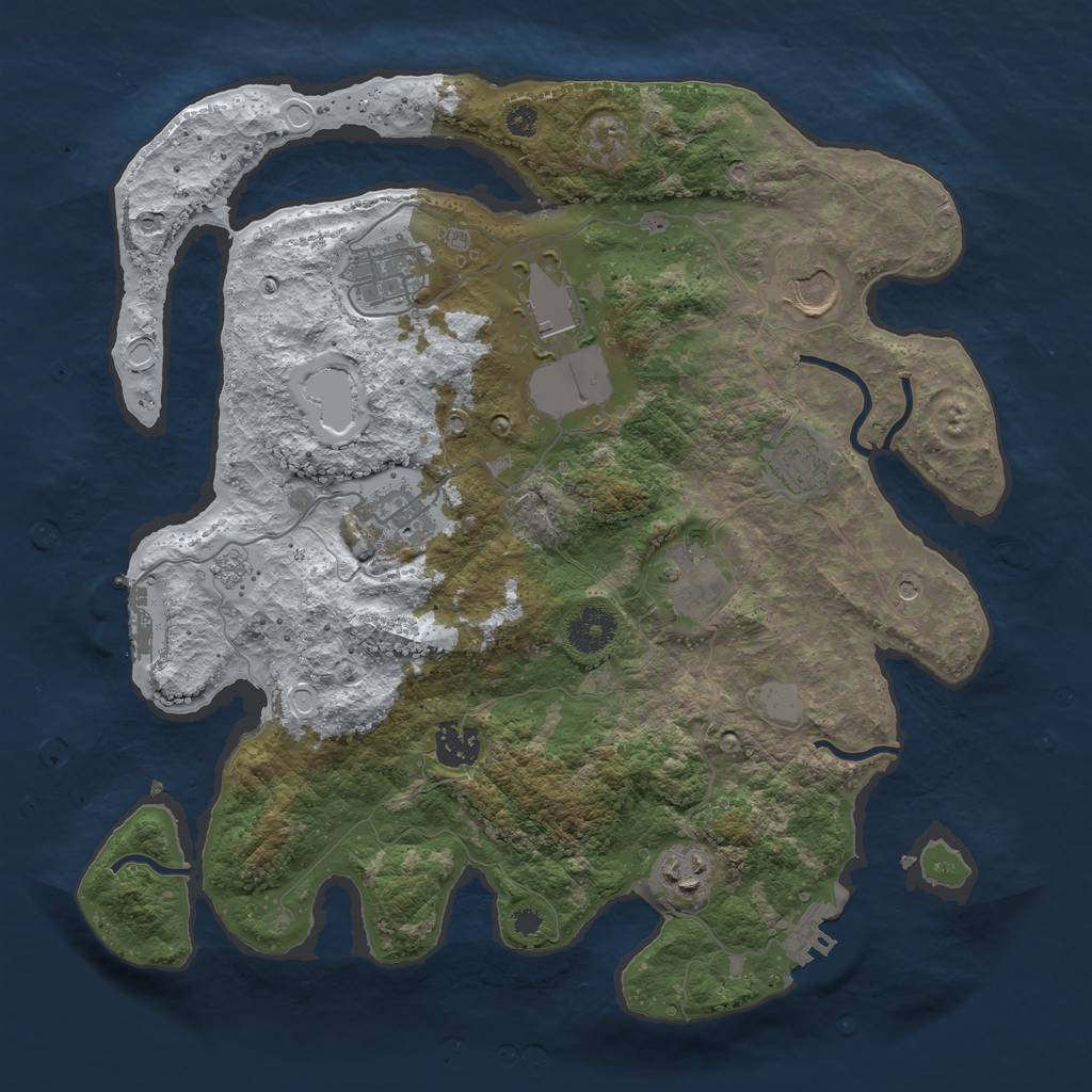 Rust Map: Procedural Map, Size: 3500, Seed: 56563, 17 Monuments