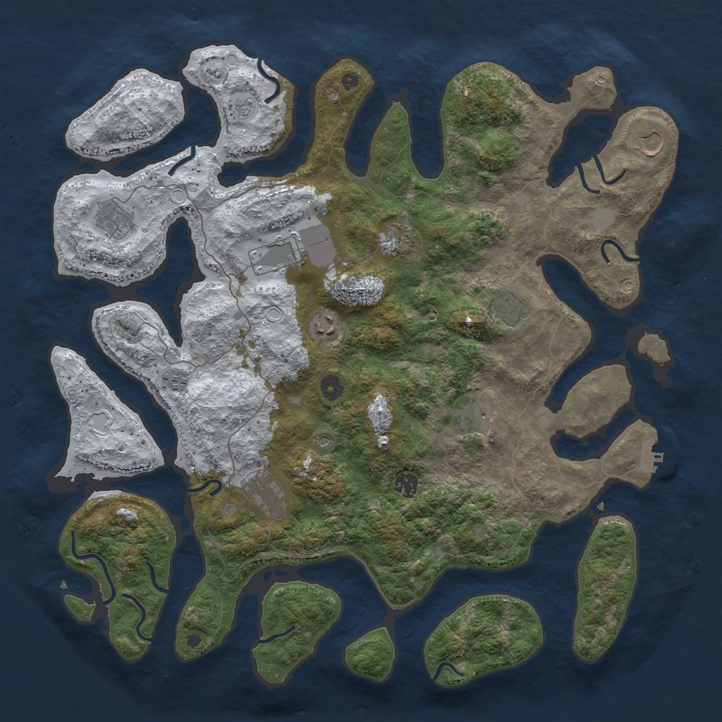 Rust Map: Procedural Map, Size: 4500, Seed: 3872118, 18 Monuments