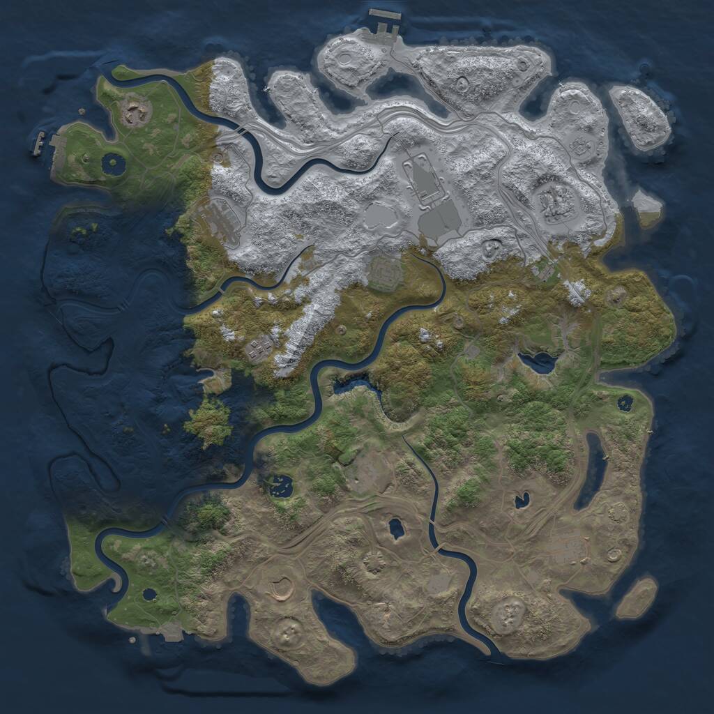 Rust Map: Procedural Map, Size: 4500, Seed: 568446, 16 Monuments