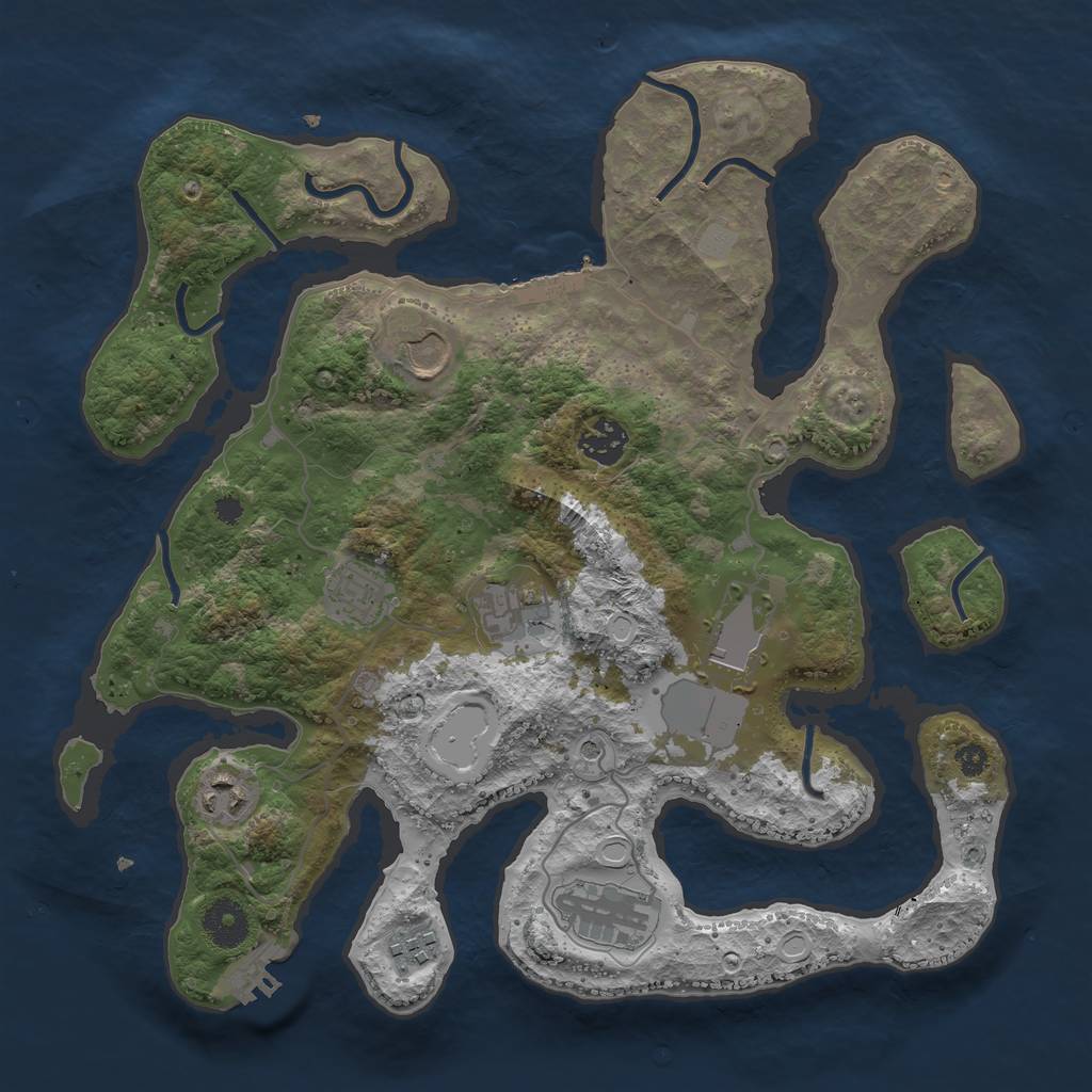 Rust Map: Procedural Map, Size: 3500, Seed: 33601910, 16 Monuments