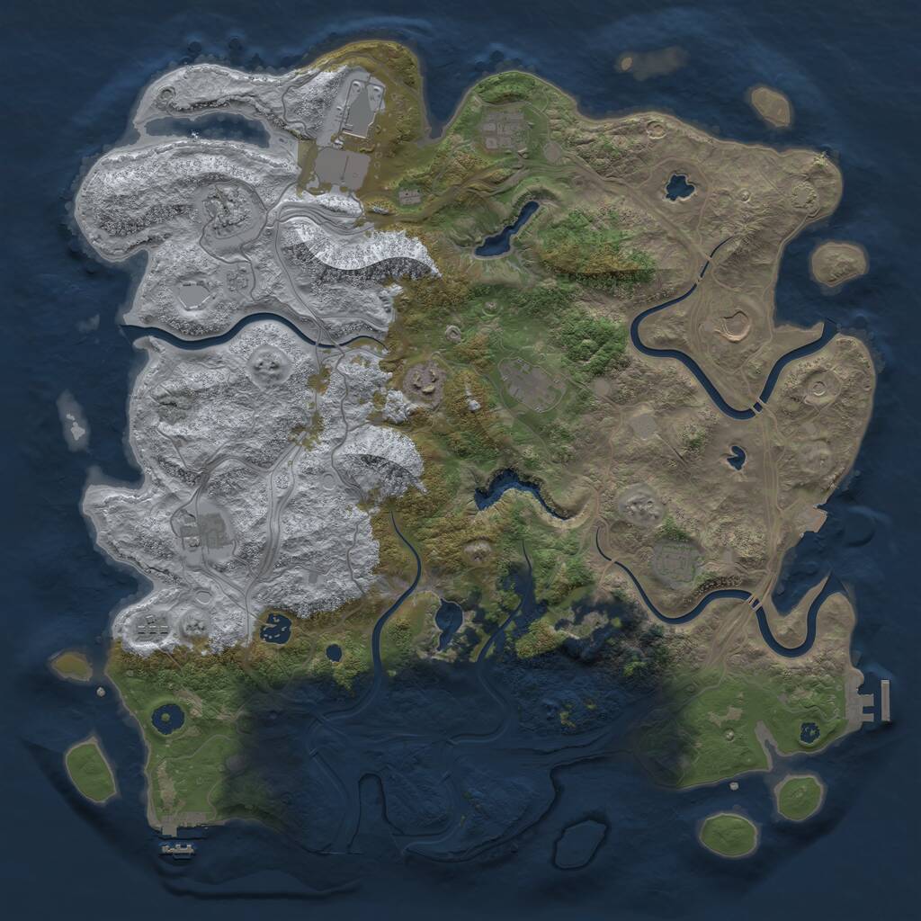 Rust Map: Procedural Map, Size: 4500, Seed: 4438612, 17 Monuments