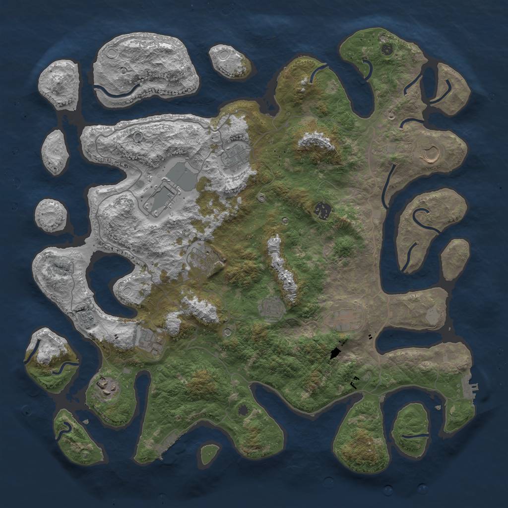 Rust Map: Procedural Map, Size: 4500, Seed: 4932033, 18 Monuments