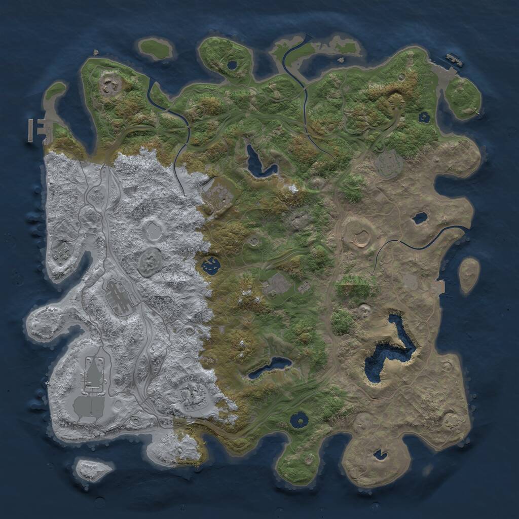 Rust Map: Procedural Map, Size: 4500, Seed: 494278202, 16 Monuments