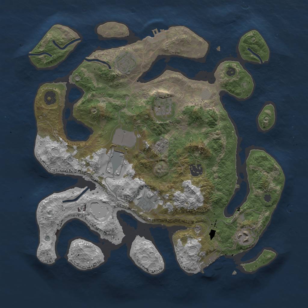 Rust Map: Procedural Map, Size: 3500, Seed: 843873214, 15 Monuments