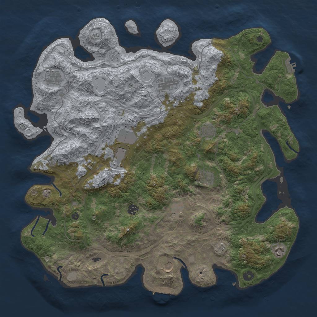 Rust Map: Procedural Map, Size: 4500, Seed: 7777, 19 Monuments