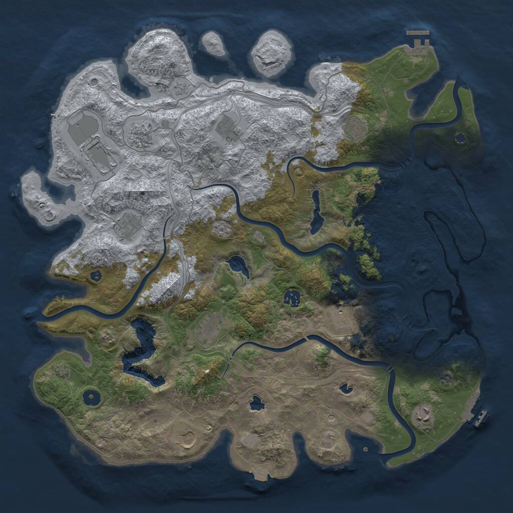 Rust Map: Procedural Map, Size: 4500, Seed: 7777, 17 Monuments