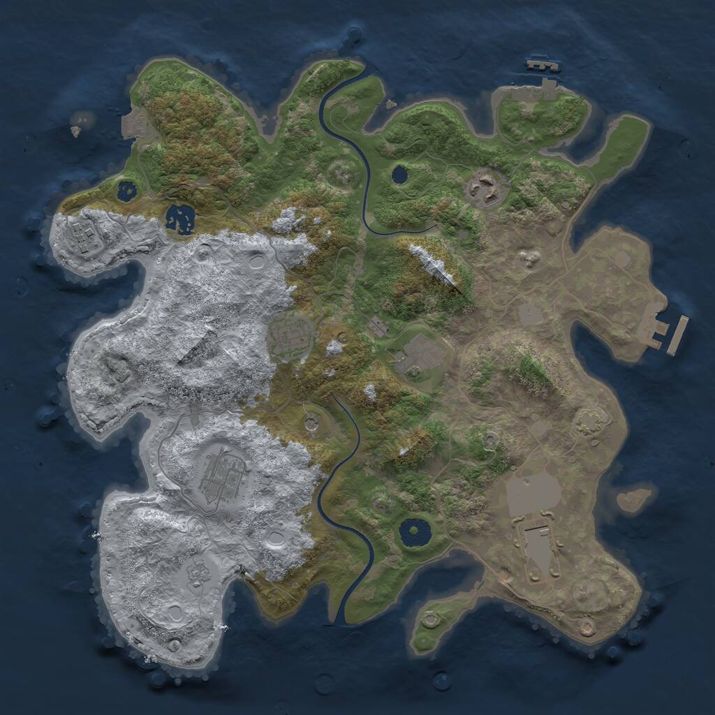 Rust Map: Procedural Map, Size: 3500, Seed: 894841466, 13 Monuments