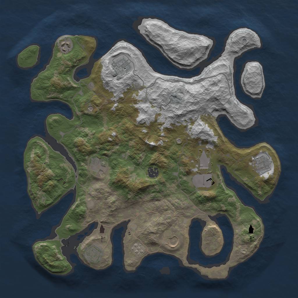 Rust Map: Barren, Size: 4000, Seed: 5396, 12 Monuments