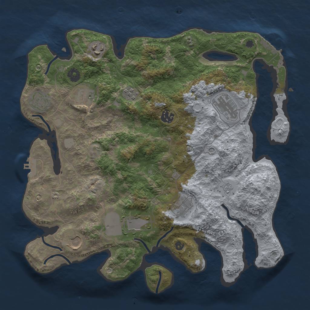 Rust Map: Procedural Map, Size: 3500, Seed: 986479, 18 Monuments