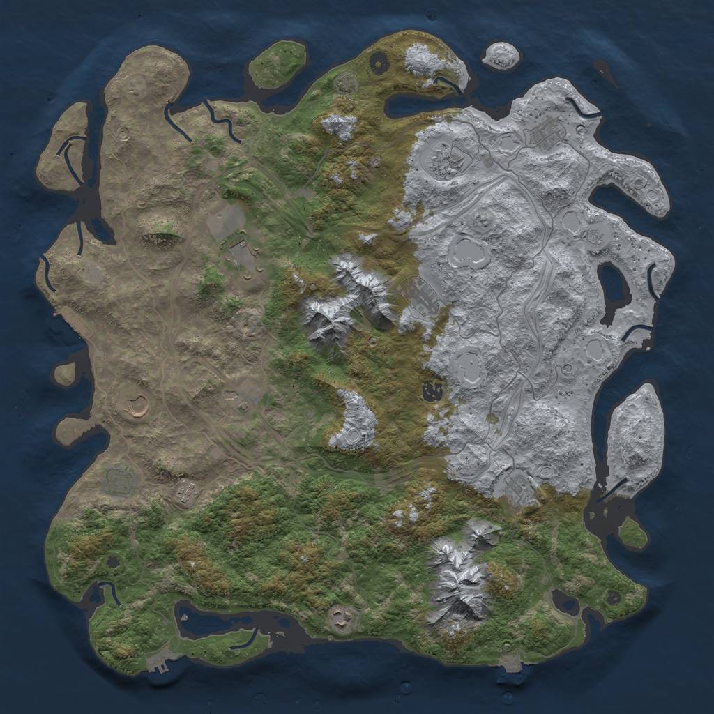 Rust Map: Procedural Map, Size: 5000, Seed: 2333, 19 Monuments