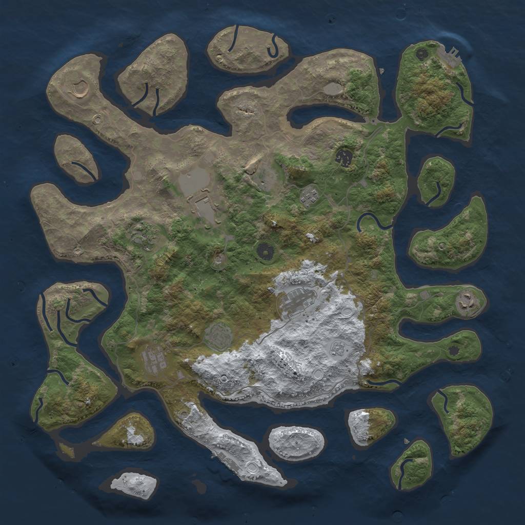 Rust Map: Procedural Map, Size: 4500, Seed: 5352594, 19 Monuments
