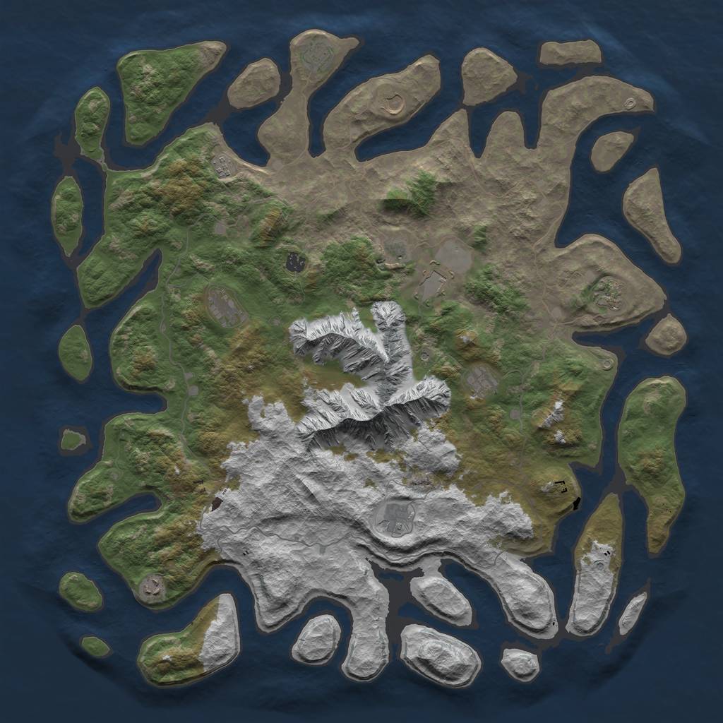 Rust Map: Barren, Size: 5500, Seed: 572252, 14 Monuments