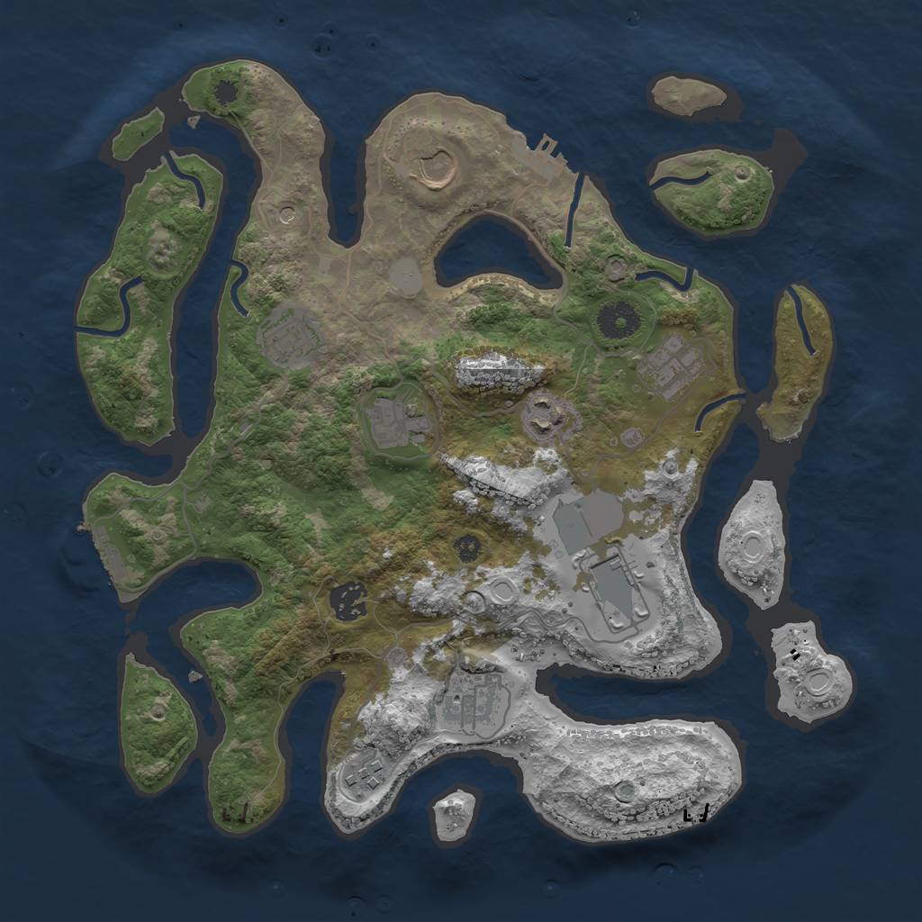 Rust Map: Procedural Map, Size: 3500, Seed: 1182519142, 17 Monuments