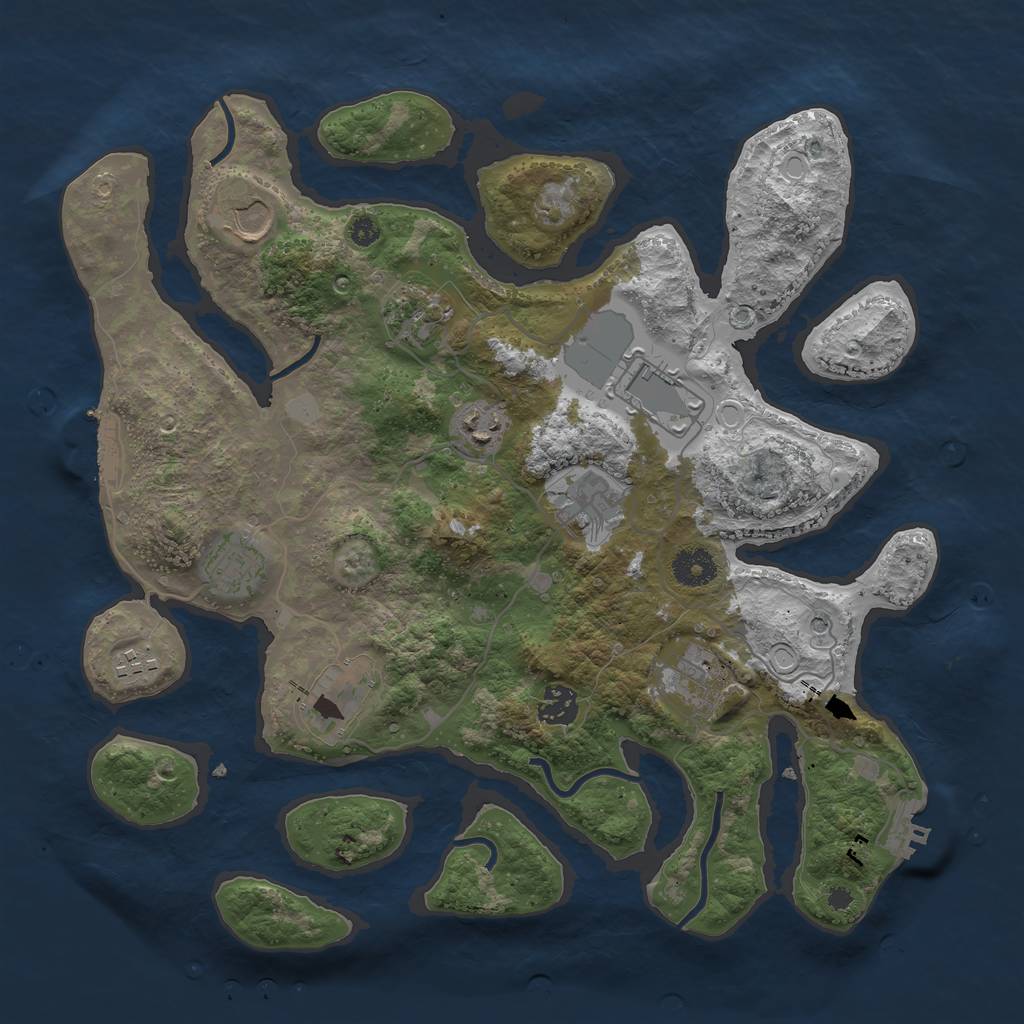 Rust Map: Procedural Map, Size: 3700, Seed: 3277182, 18 Monuments